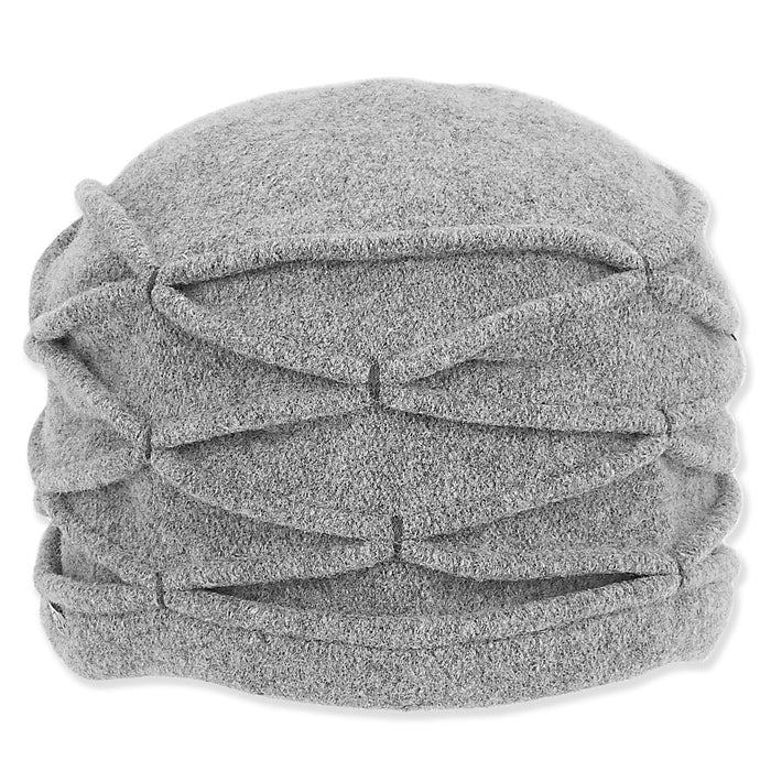 Soft Wool Pulled Turban Beanie with Contrast Stitching - Adora Hat® Beanie Adora Hats AD1038D Grey M/L (57-59 cm)