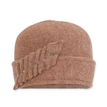 Soft Wool Turban Beanie with Pleated Accent - Adora Hat® Beanie Adora Hats