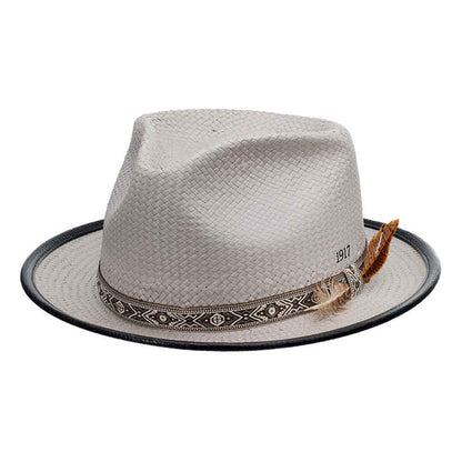 Solstice Teardrop Straw Fedora - Biltmore Hats Fedora Hat Biltmore Hats BD101-GRY2 Grey Medium (58 cm)