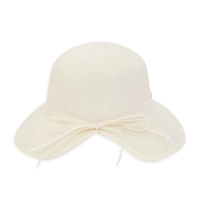 Split Brim Straw Cloche with Double Bow - Sun 'N' Sand Hats Facesaver Hat Sun N Sand Hats