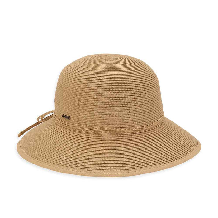 Split Brim Straw Cloche with Double Bow - Sun 'N' Sand Hats Facesaver Hat Sun N Sand Hats