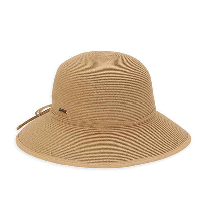 Split Brim Straw Cloche with Double Bow - Sun 'N' Sand Hats Facesaver Hat Sun N Sand Hats