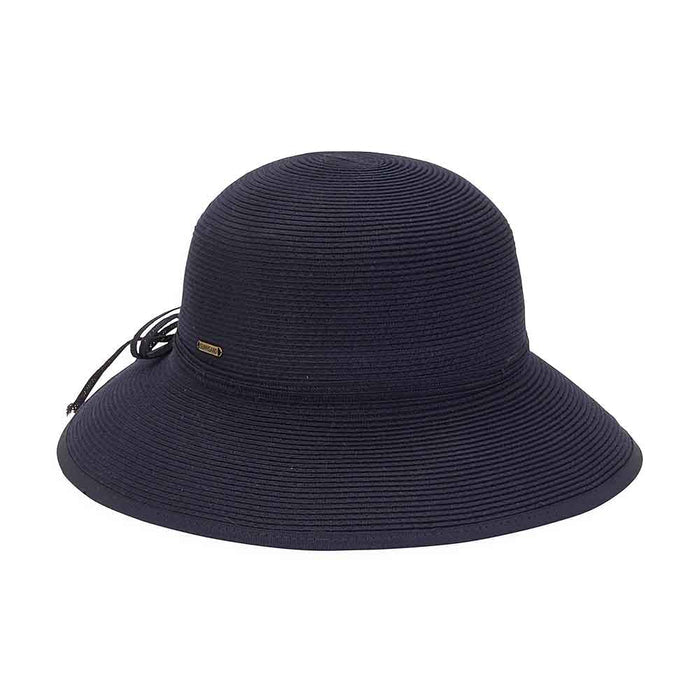 Split Brim Straw Cloche with Double Bow - Sun 'N' Sand Hats Facesaver Hat Sun N Sand Hats