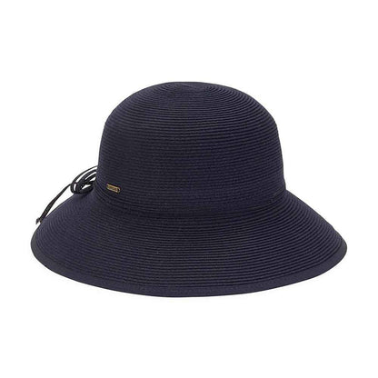 Split Brim Straw Cloche with Double Bow - Sun 'N' Sand Hats Facesaver Hat Sun N Sand Hats