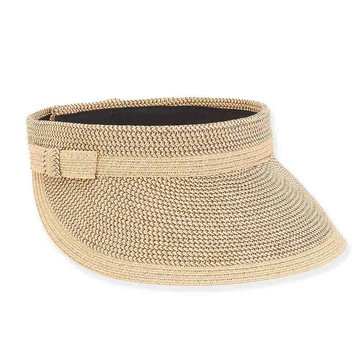 Straw Bow Tweed Sun Visor - Sun 'N' Sand Hat Visor Cap Sun N Sand Hats HH2741B Natural