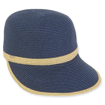 Straw Brim Cap with Glitzy Metallic Detail - Sun 'N' Sand Hats Facesaver Hat Sun N Sand Hats HH2173C Navy S/M (56-57 cm)