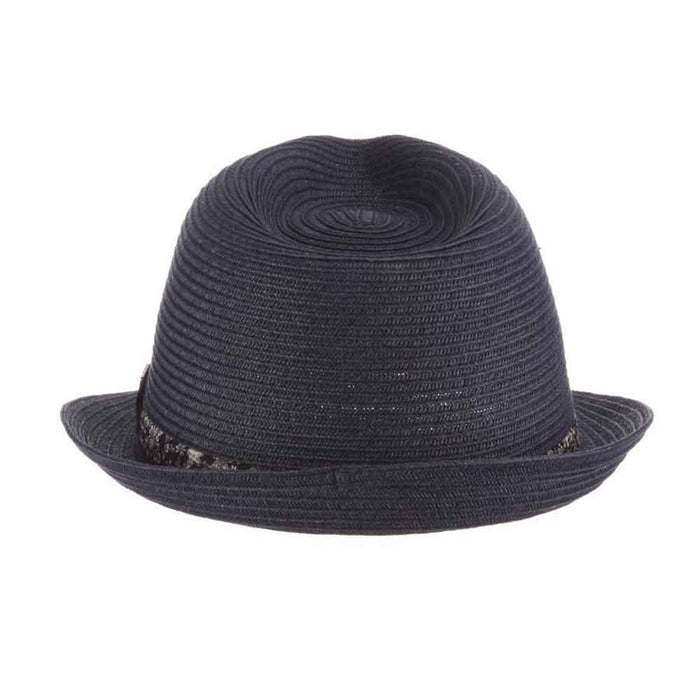 Straw Fedora with Floral Print Band - Stacy Adams Hats Fedora Hat Stacy Adams Hats