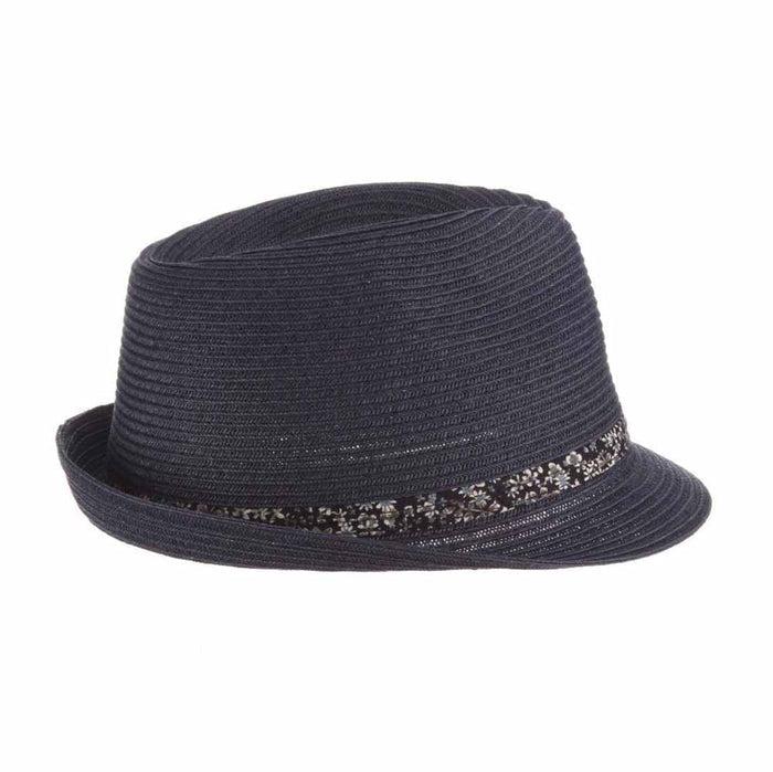 Straw Fedora with Floral Print Band - Stacy Adams Hats Fedora Hat Stacy Adams Hats