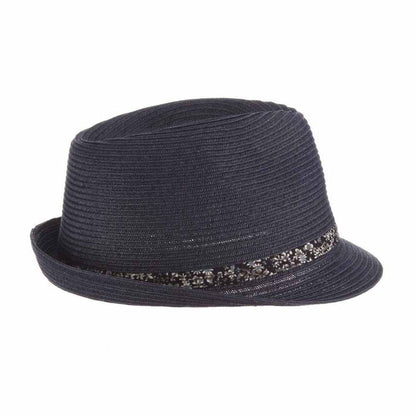 Straw Fedora with Floral Print Band - Stacy Adams Hats Fedora Hat Stacy Adams Hats