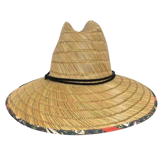 Straw Lifeguard Hat with Surfboard Print Underbrim - Kenny K. Hats Lifeguard Hat Great hats by Karen Keith LM9-Ds Natural Small (55 cm)