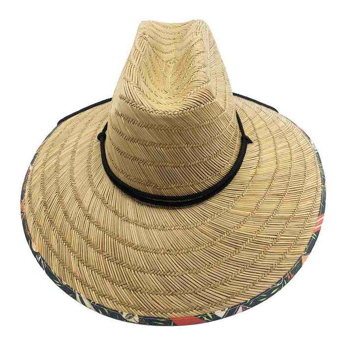 Straw Lifeguard Hat with Surfboard Print Underbrim - Kenny K. Hats Lifeguard Hat Great hats by Karen Keith