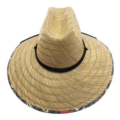 Straw Lifeguard Hat with Surfboard Print Underbrim - Kenny K. Hats Lifeguard Hat Great hats by Karen Keith