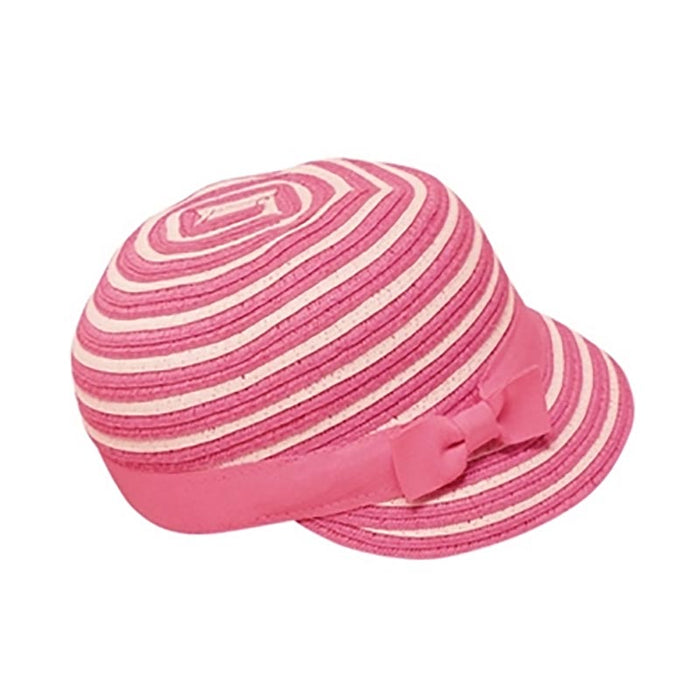 Striped Straw Cap for Small Heads - Fun Day Sun Hats Facesaver Hat Boardwalk Style Hats DA2920 Fuchsia Small (54 cm)
