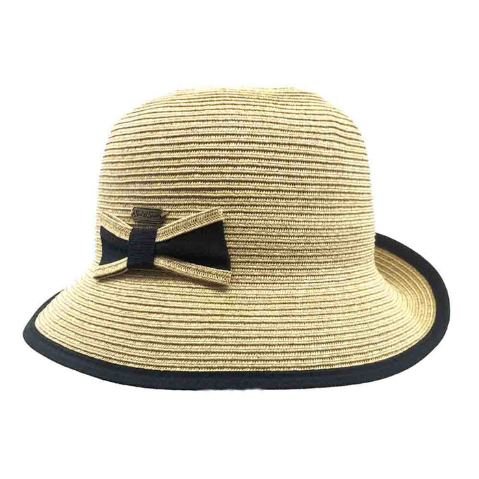 Summer Cloche Hat with Ribbon Bow - Sun 'N' Sand Hat Cloche Sun N Sand Hats