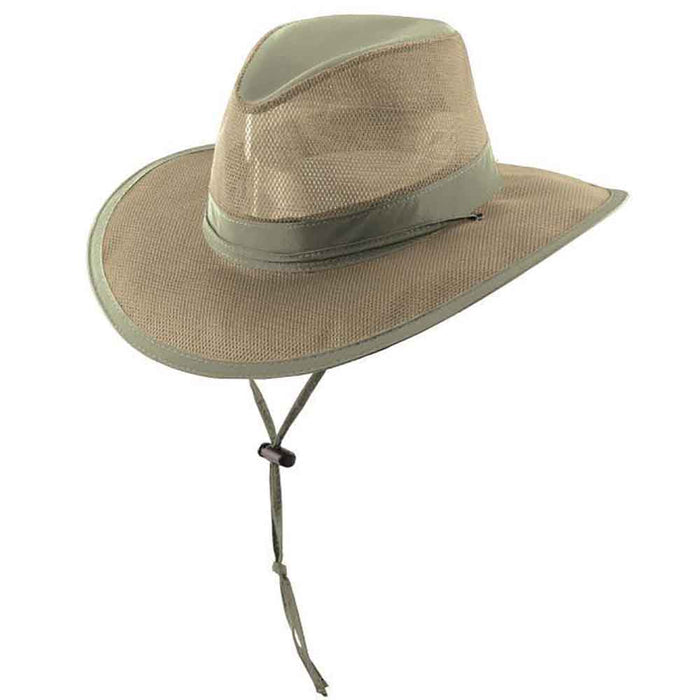 Supplex® Nylon Mesh Brim Safari Hat, 2XL - Dorfman Pacific Safari Hat Dorfman Hat Co. MC62-FOSSIL2 Fossil M (57 cm)