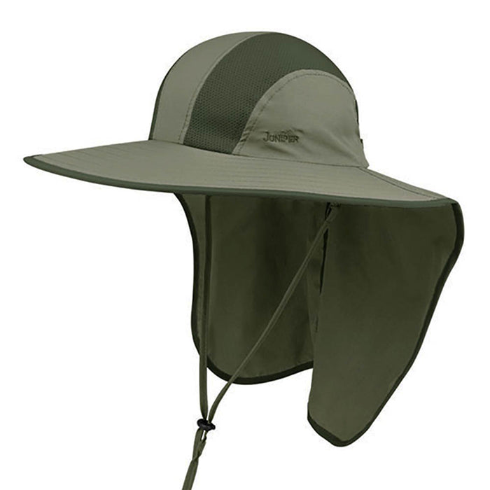 Taslon Large Bill UV Cap with Neck Cape - Juniper UV Wear Cap MegaCI J7250 Olive