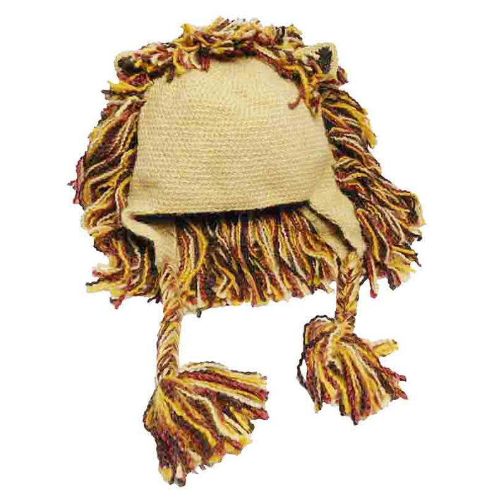 The Cowardly Lion Peruvian Hand Knit Hat Trapper Hat Peruvian Trading Co