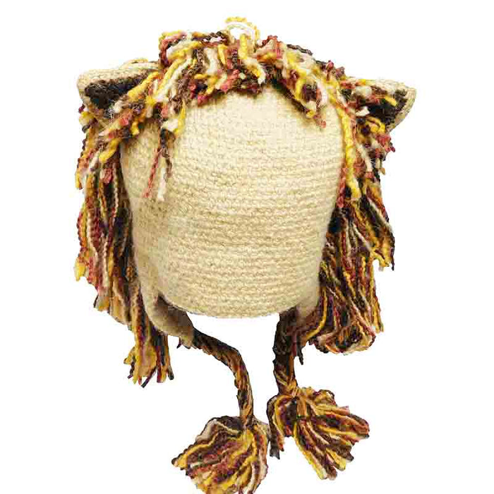 The Cowardly Lion Peruvian Hand Knit Hat Trapper Hat Peruvian Trading Co