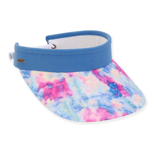 Tie Dye Sun Visor with Coil Closure - Caribbean Joe Hats Visor Cap Caribbean Joe HCJ335B Blue