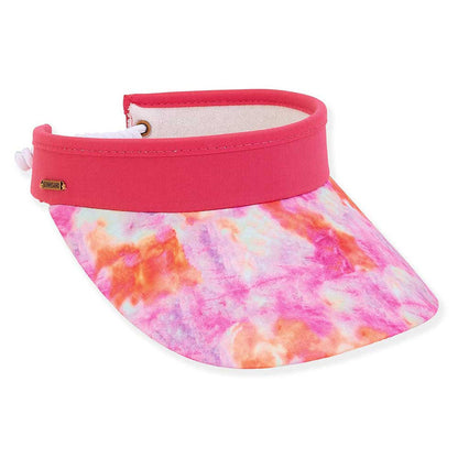 Tie Dye Sun Visor with Coil Closure - Caribbean Joe Hats Visor Cap Caribbean Joe HCJ335A Fuchsia