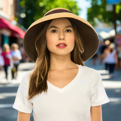 Tiffany Style Two Tone Summer Hat - Boardwalk Styles Wide Brim Hat Boardwalk Style Hats