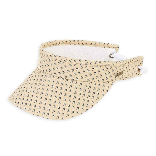Tiny Palm Print Cotton Sun Visor with Coil Closure - Sun 'N' Sand Visor Cap Sun N Sand Hats HH2478A Natural