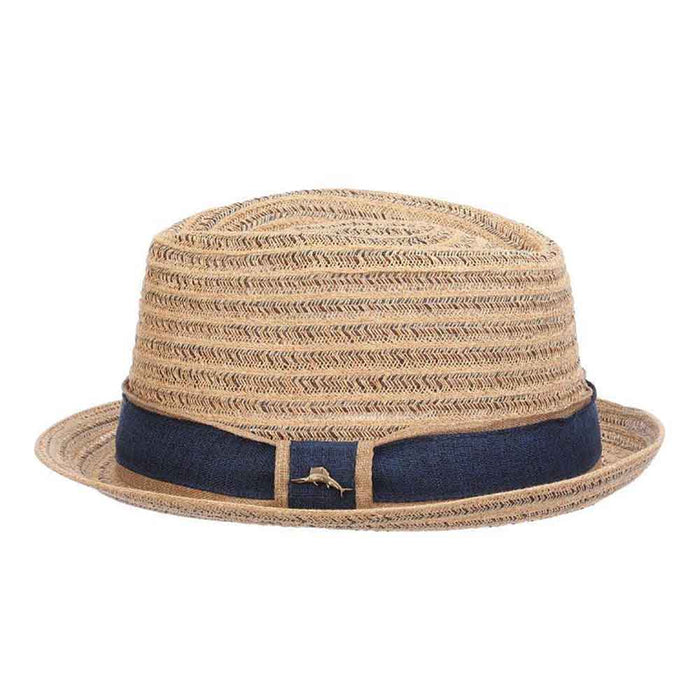 Tommy Bahama Woven Straw Fedora with TB Marlin Pin Fedora Hat Tommy Bahama Hats TBW264OSl Natural L/XL (23 1/4")