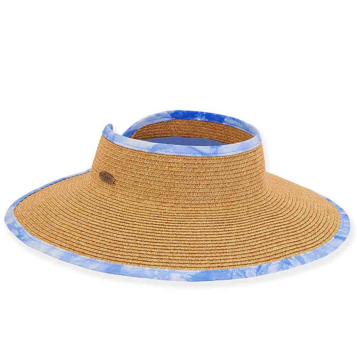 Tropical Trim Wrap Around Visor Hat - Sun 'N' Sand Hats Visor Cap Caribbean Joe HCJ337B Blue