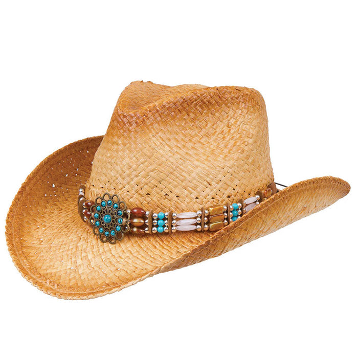 Turquoise Stone Concho Cowboy Hat for Small Heads - Karen Keith Hats Cowboy Hat Great hats by Karen Keith RM10D-C Natural Small (55 cm)