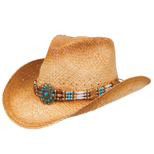 Turquoise Stone Concho Cowboy Hat for Small Heads - Karen Keith Hats Cowboy Hat Great hats by Karen Keith RM10D-C Natural Small (55 cm)
