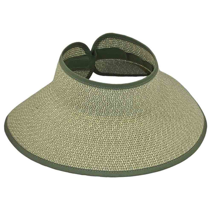 Tweed Roll-Up Wrap Around Sun Visor Hat - JSA Hats Visor Cap Jeanne Simmons Accessories JS6218-GN Green Tweed OS