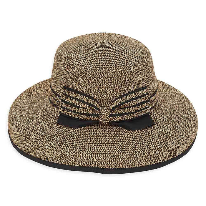 Tweed Straw Tiffany Brim Summer Hat - Sun 'N' Sand Hats Wide Brim Hat Sun N Sand Hats HH2536B Black Tweed Medium (57 cm)