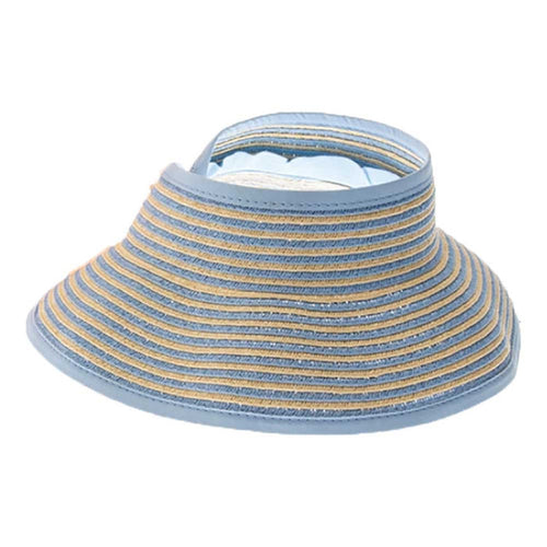 Two Tone Roll Up Wrap Around Sun Visor Hat for Kids - Boardwalk Hats Visor Cap Boardwalk Style Hats DA148-2K BLU Blue