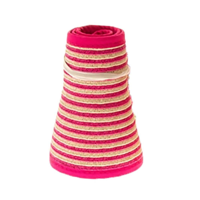 Two Tone Roll Up Wrap Around Sun Visor Hat for Kids - Boardwalk Hats Visor Cap Boardwalk Style Hats DA148-2K FCH Fuchsia