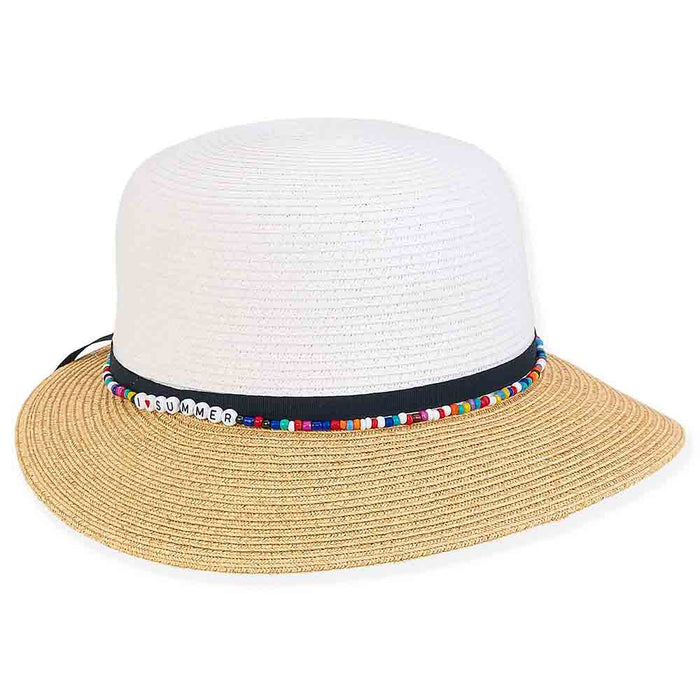 Two Tone Straw Summer Hat for Petite Heads - Sunny Dayz™ Facesaver Hat Sun N Sand Hats HK448 Natural Small (54 cm)