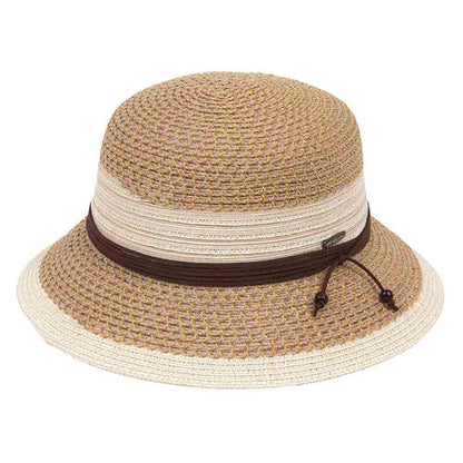 Two Tone Summer Cloche with Faux Suede Band - Karen Keith Cloche Great hats by Karen Keith P15-Btt Toast