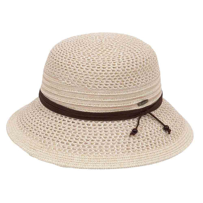 Two Tone Summer Cloche with Faux Suede Band - Karen Keith Cloche Great hats by Karen Keith P15-Anat Natural