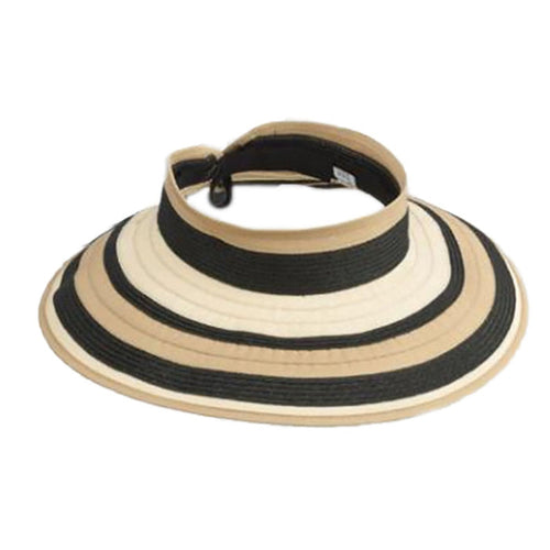 Two Tone Wrap Around Roll Up Sun Visor Hat - Jeanne Simmons Visor Cap Jeanne Simmons Accessories JS6603 Natural