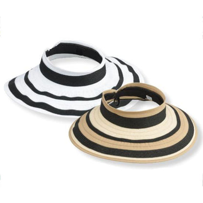 Two Tone Wrap Around Roll Up Sun Visor Hat - Jeanne Simmons Visor Cap Jeanne Simmons Accessories JS6603 White