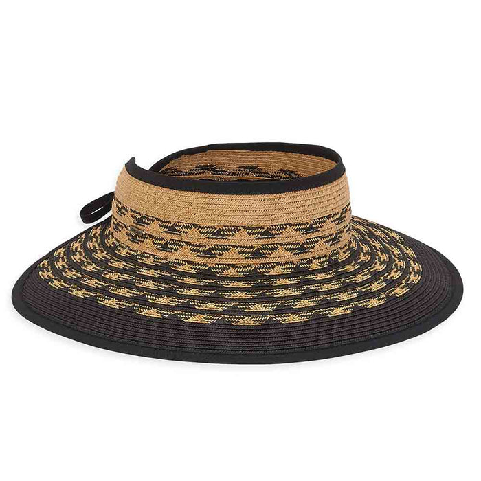 Two Tone Wrap Around Visor Hat - Sun 'N' Sand Hats Visor Cap Sun N Sand Hats HH2619B Black