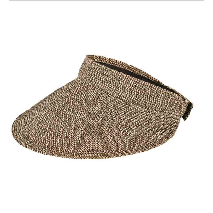 Ultrabraid Roll Up Wide Brim Sun Visor - San Diego Hat Visor Cap San Diego Hat Company UBV0120SXBK Black Tweed