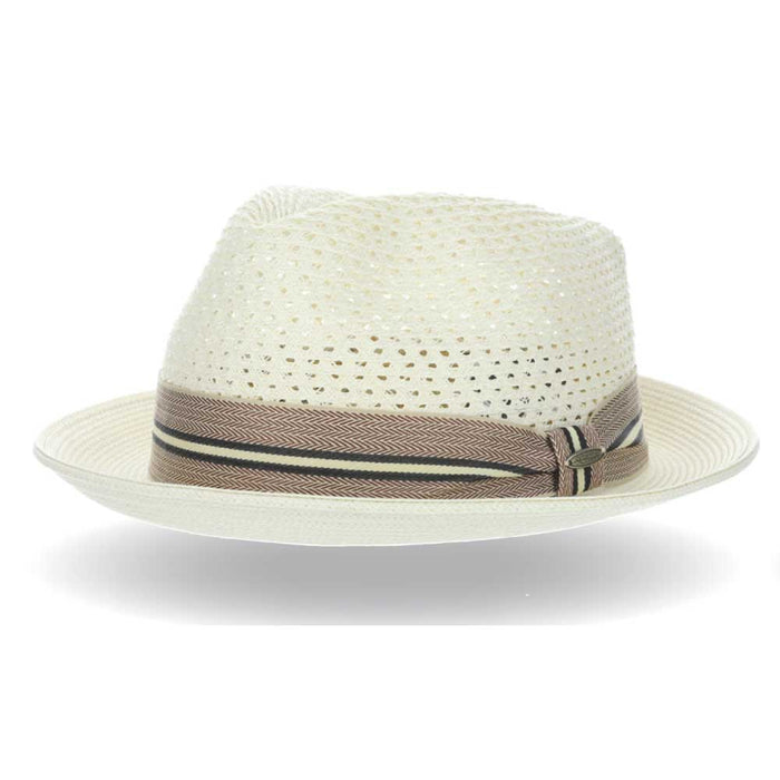 Vented Crown Ivory Straw Fedora - Scala Hats Fedora Hat Scala Hats MS477 Ivory L/XL (60 cm)