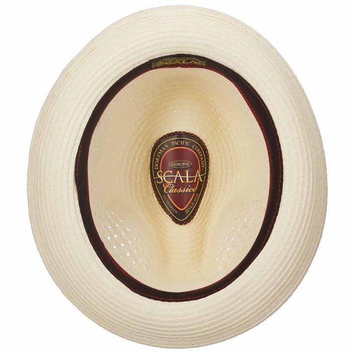 Vented Crown Straw Fedora with Striped Band - Scala Hats Fedora Hat Scala Hats