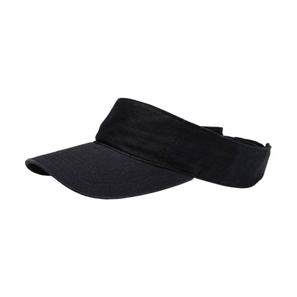 Washed Cotton Twill Pro Style Visor - Mega Cap Visor Cap MegaCI MC4056-BLK Black