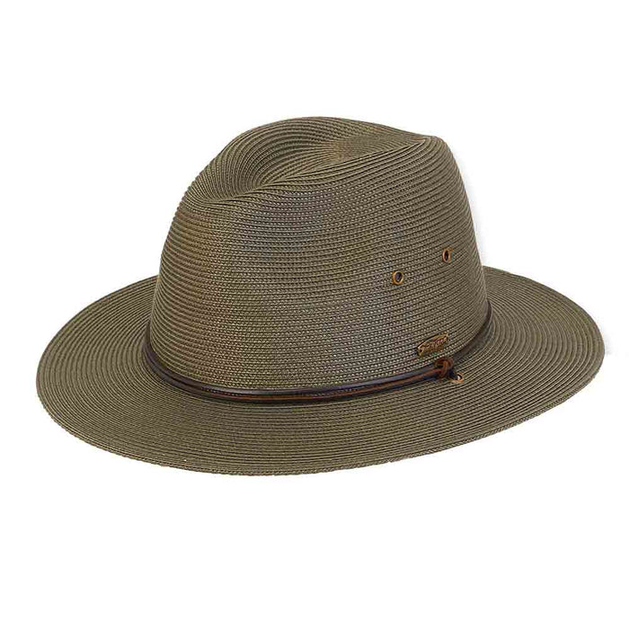 Water Repellent Straw Safari Hat with Chin Cord - Tidal Tom™ Safari Hat Tidal Tom HTT1020B ML Olive M/L (57-59 cm)