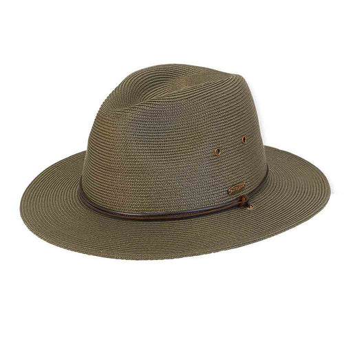 Water Repellent Straw Safari Hat with Chin Cord - Tidal Tom™ Safari Hat Tidal Tom HTT1020B ML Olive M/L (57-59 cm)