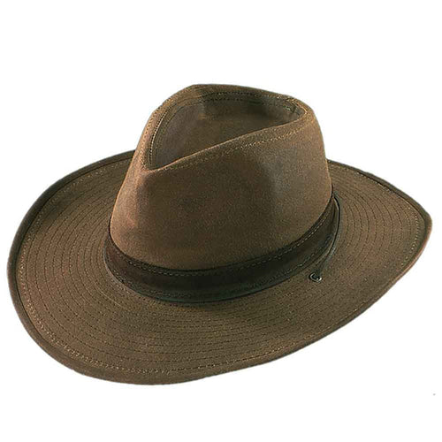 Waxed Cotton Safari Hat with Chin Cord - Henschel Hats Safari Hat Henschel Hats H5137-95X Tan XL (24")