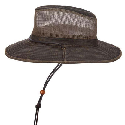 Weathered Cotton Safari Hat with Mesh Crown, up to 2XL Size - DPC Headwear Safari Hat Dorfman Hat Co. MC152BN2 Brown Medium (57 cm)
