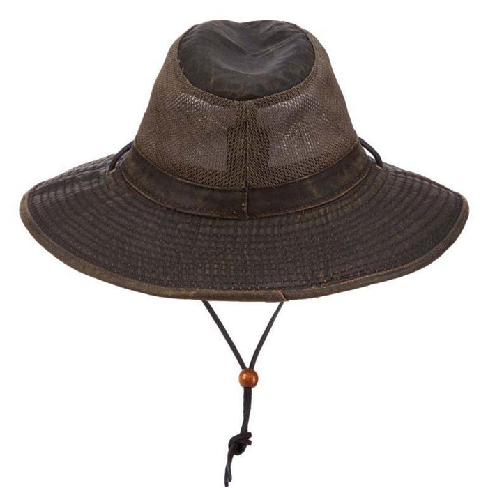 Weathered Cotton Safari Hat with Mesh Crown, up to 2XL Size - DPC Headwear Safari Hat Dorfman Hat Co. MC152BN4 Brown XL (61 cm)