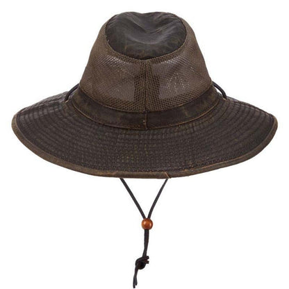 Weathered Cotton Safari Hat with Mesh Crown, up to 2XL Size - DPC Headwear Safari Hat Dorfman Hat Co. MC152BN4 Brown XL (61 cm)